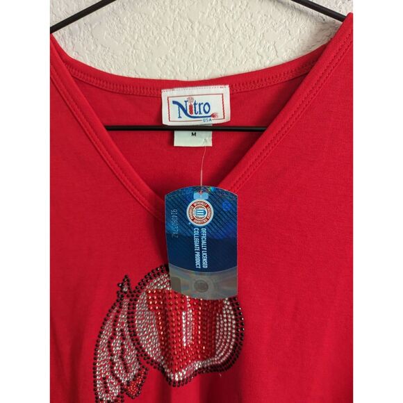 Utah Utes Womens Sz M 3/4 Sleeve Blouse Bedazzled Rhinestones by Nitro NEW - Picture 3 of 4